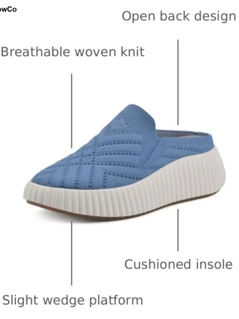 Platform Sneaker Mule Woven Knit Cushioned Insole Pull-On